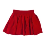 Custom bright red baby skirt, featuring elegant micro-pleats, a comfortable elastic waistband, and soft premium cotton fabric. High-quality infant girl's summer apparel from a professional OEM/ODM clothing manufacturer.
