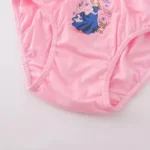 Detailed view of custom pink baby girl briefs, featuring soft elastic binding for leg openings, cute princess cartoon print, high-quality breathable cotton toddler underwear from a professional OEM/ODM manufacturer.