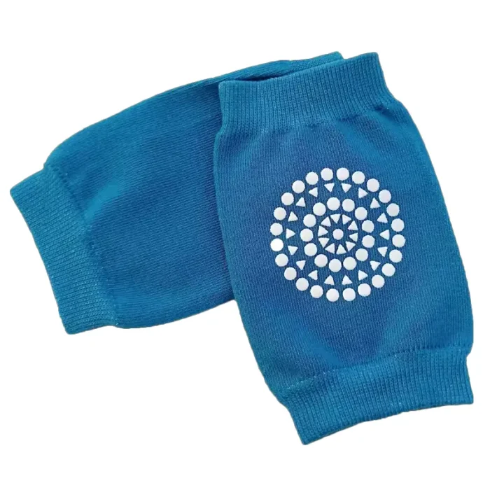 Wholesale blue anti-slip baby knee pads, custom breathable cotton infant crawling safety gear manufacturer, durable baby safety kneepads factory China