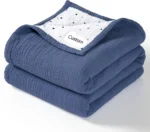 Navy blue muslin cotton baby blanket from an expert baby blankets manufacturer.