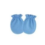 Bright blue baby mittens with ruffled elastic cuffs, high-quality products from a China baby mittens manufacturer.