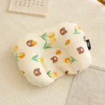 Baby pillow manufacturer for soft breathable private label baby pillows with tulip and bear prints.