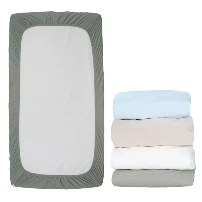 Full range of solid color crib sheets from a professional crib sheets factory in China showing different color options.