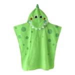 Custom green dinosaur baby hooded bathrobe for wholesale, premium cotton infant hooded towel manufacturer China
