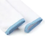 Custom baby hooded robe edge binding detail, wholesale polka dot blue trim piping for infant towels, high-quality stitching manufacturer China